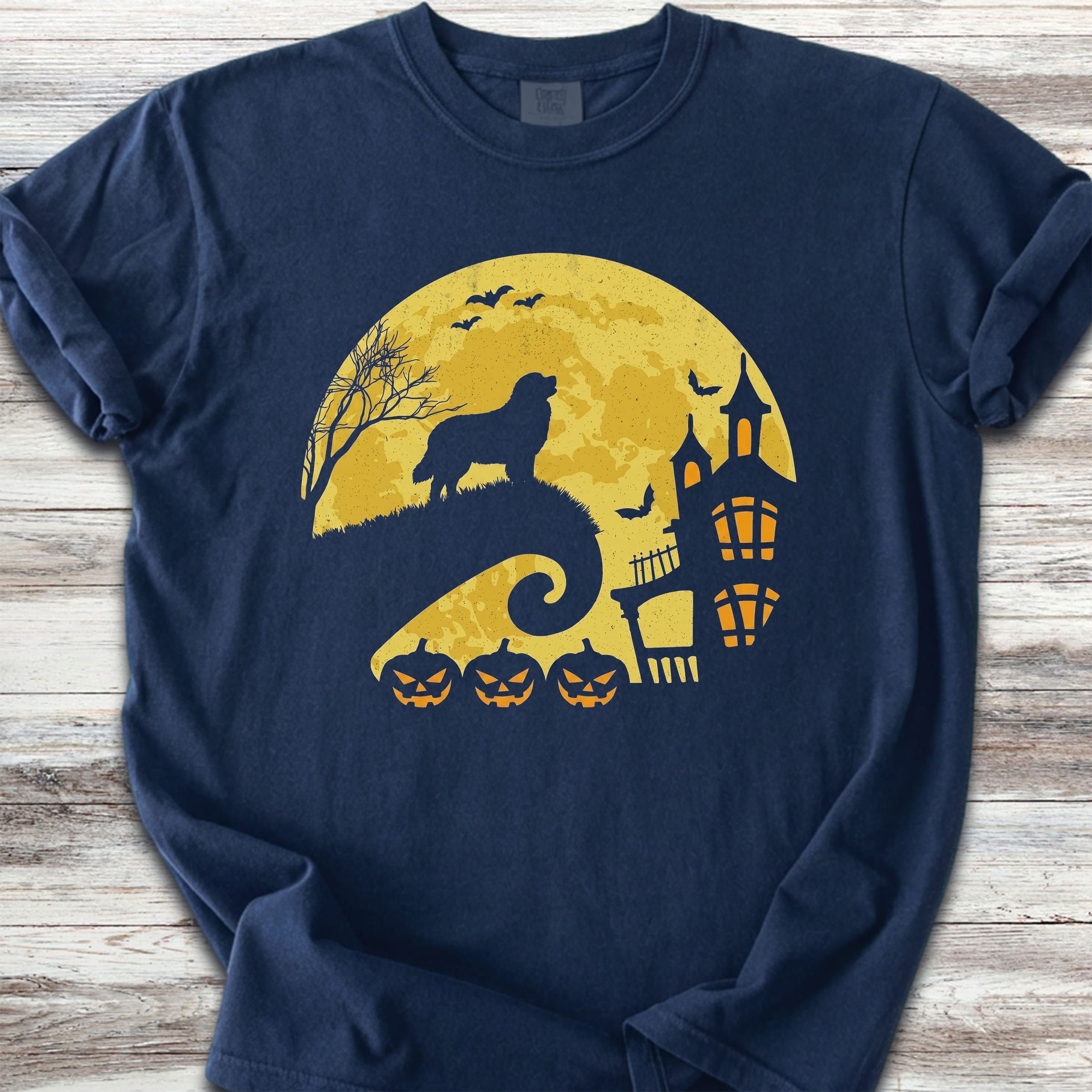 Bernese Mountain Dog Halloween Moon - Navy