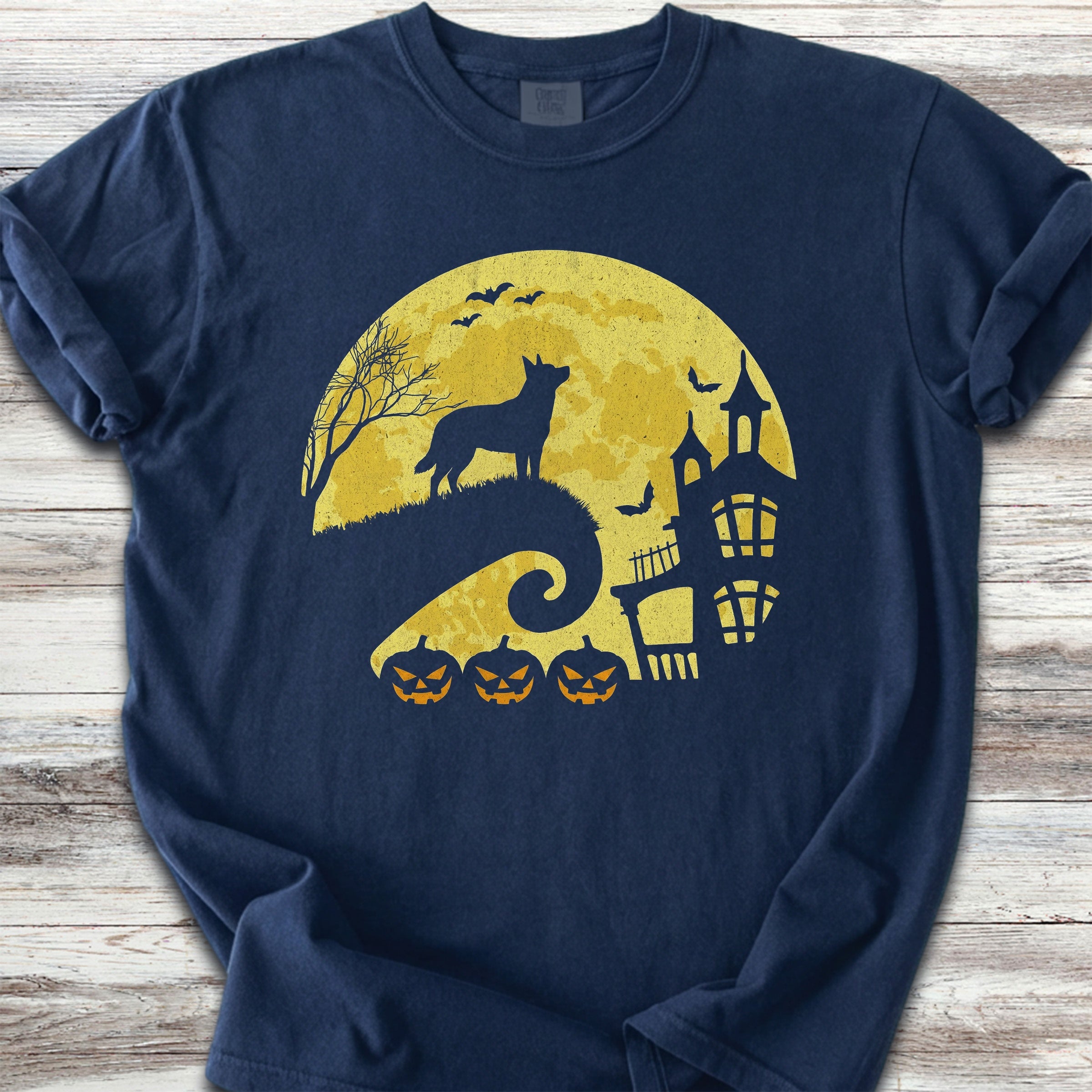 Australian Cattle Dog Halloween Moon - Navy