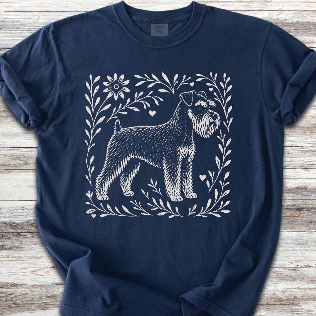 Schnauzer Linocut - Navy