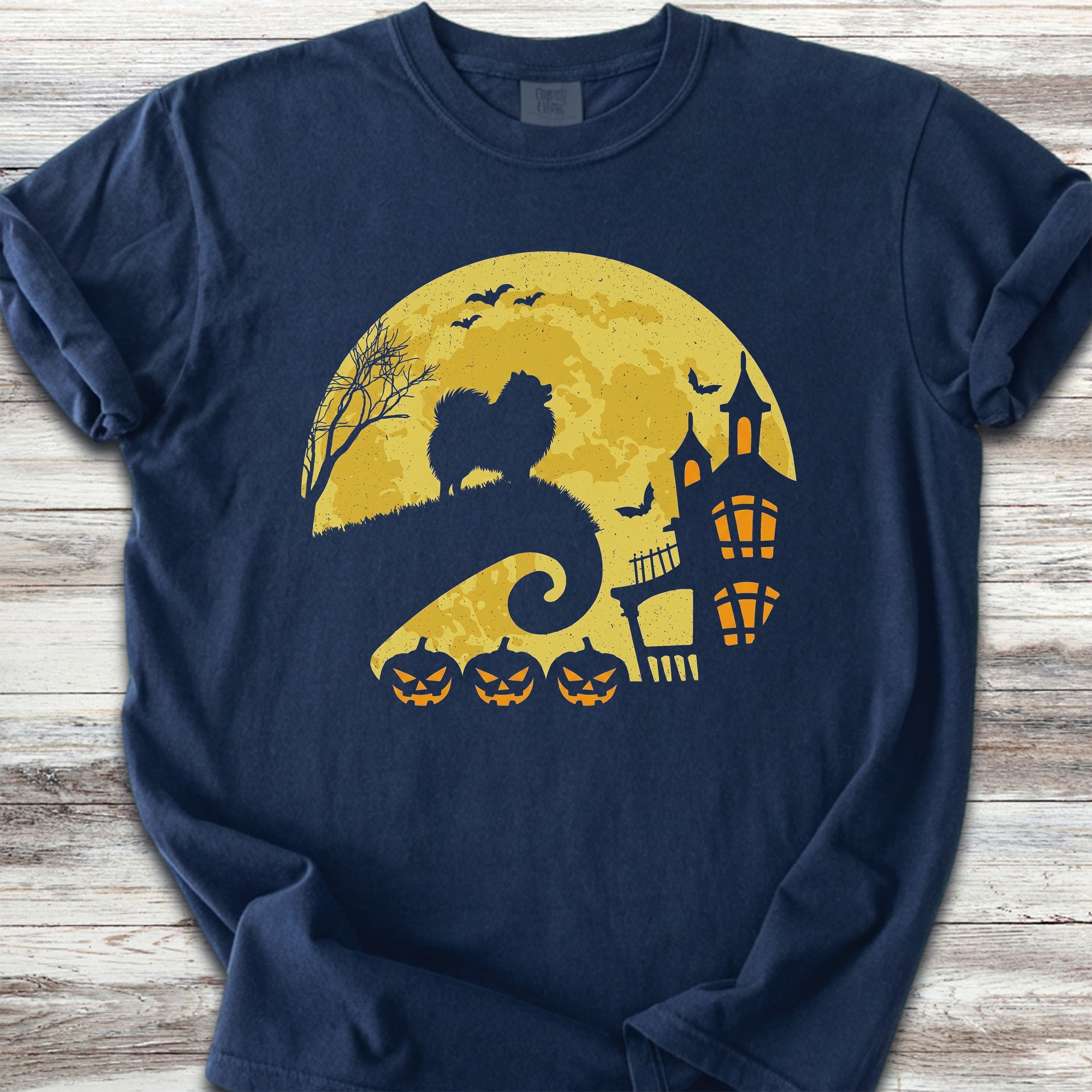 Pomeranian Halloween Moon - Navy