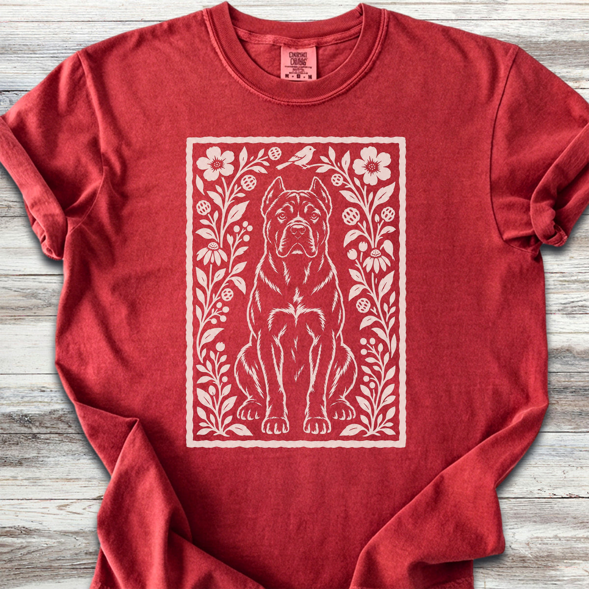 Cane Corso Dark Folk Art Floral - Red