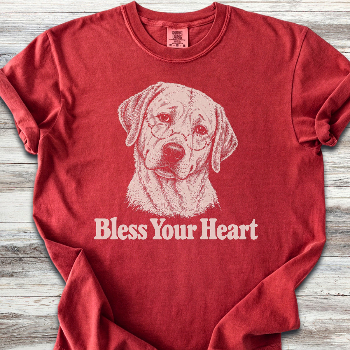 Labrador Retriever Yellow Bless Your Heart - Red