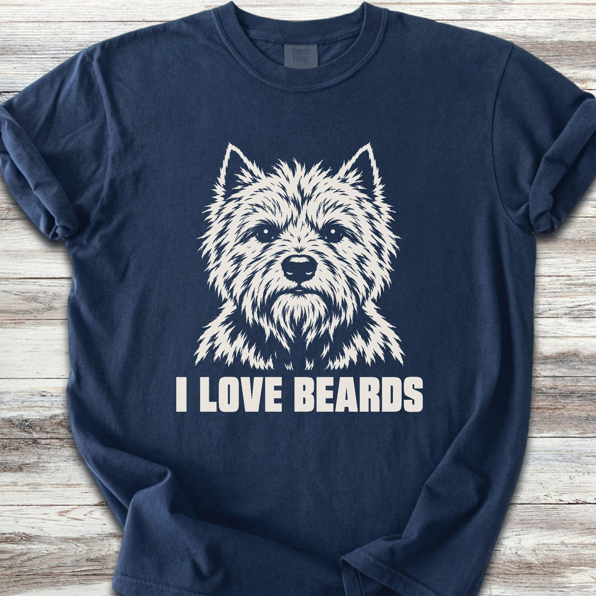 Cairn Terrier I Love Beards - True Navy