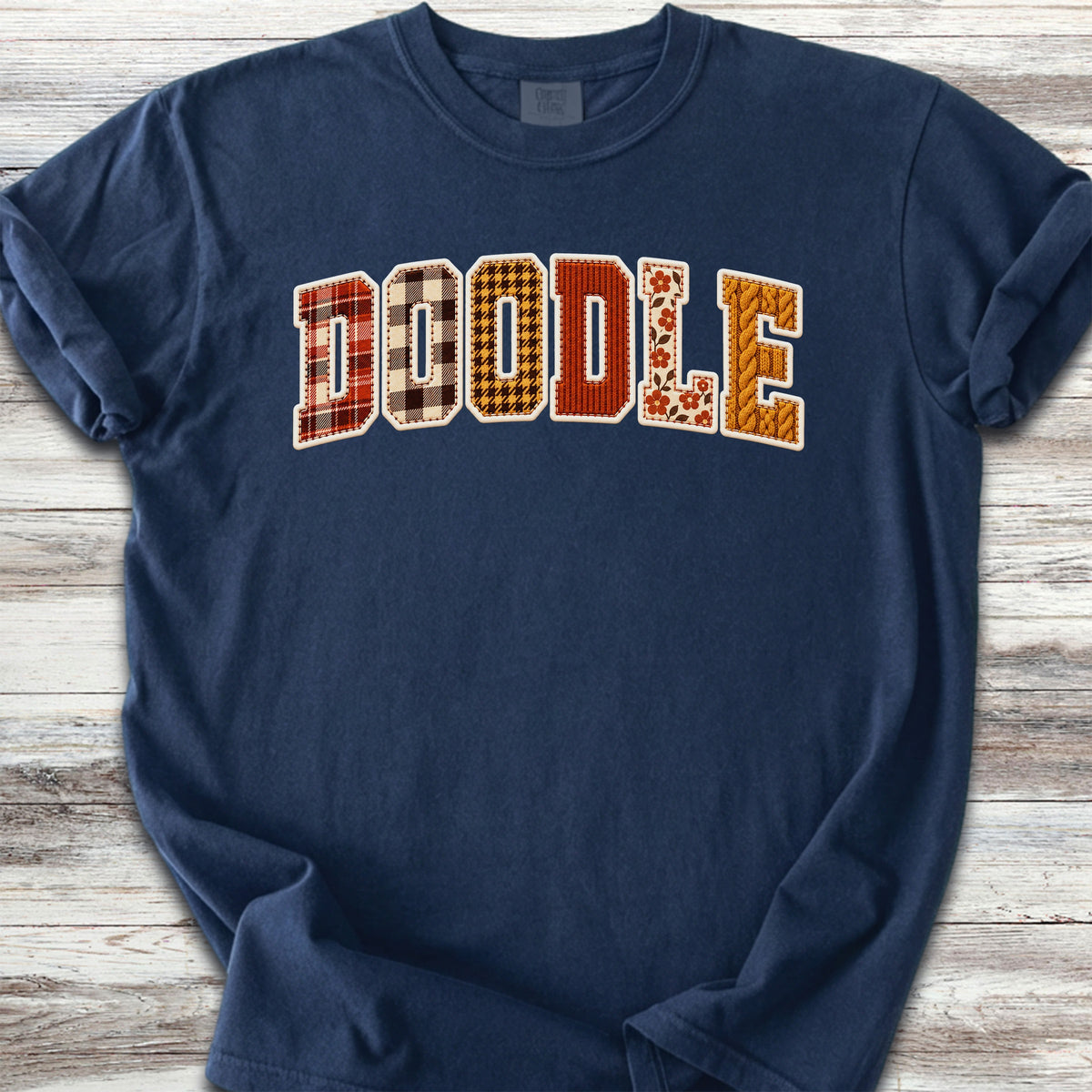 Doodle Fall Faux Patchwork - True Navy