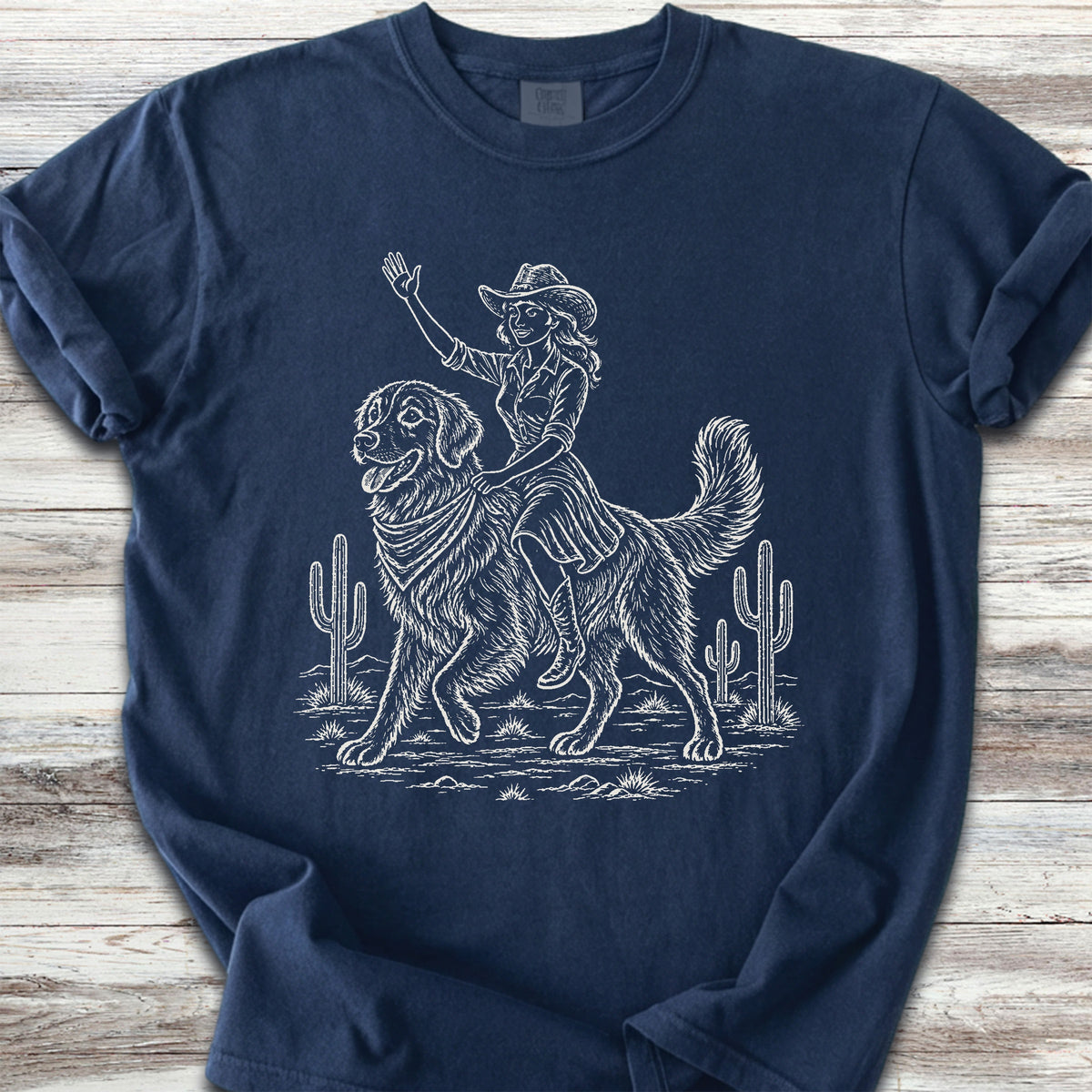 Golden Retriever Cowgirl - True Navy