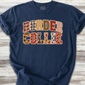 Border Collie Fall Faux Patchwork - True Navy