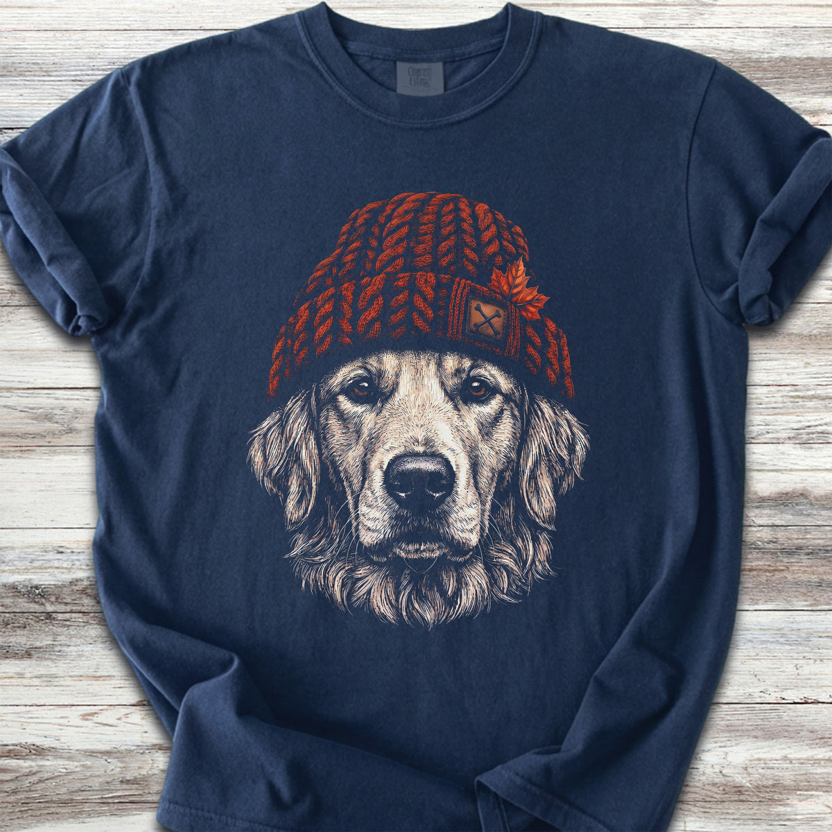 Golden Retriever Maple Beanie - True Navy