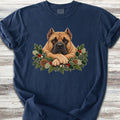 Cane Corso Fawn Winter Greenery Faux Embroidery - True Navy