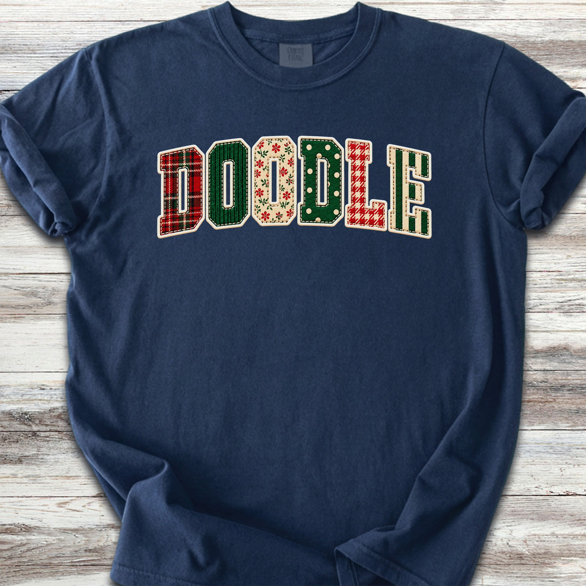 Doodle Holiday Faux Patchwork - True Navy