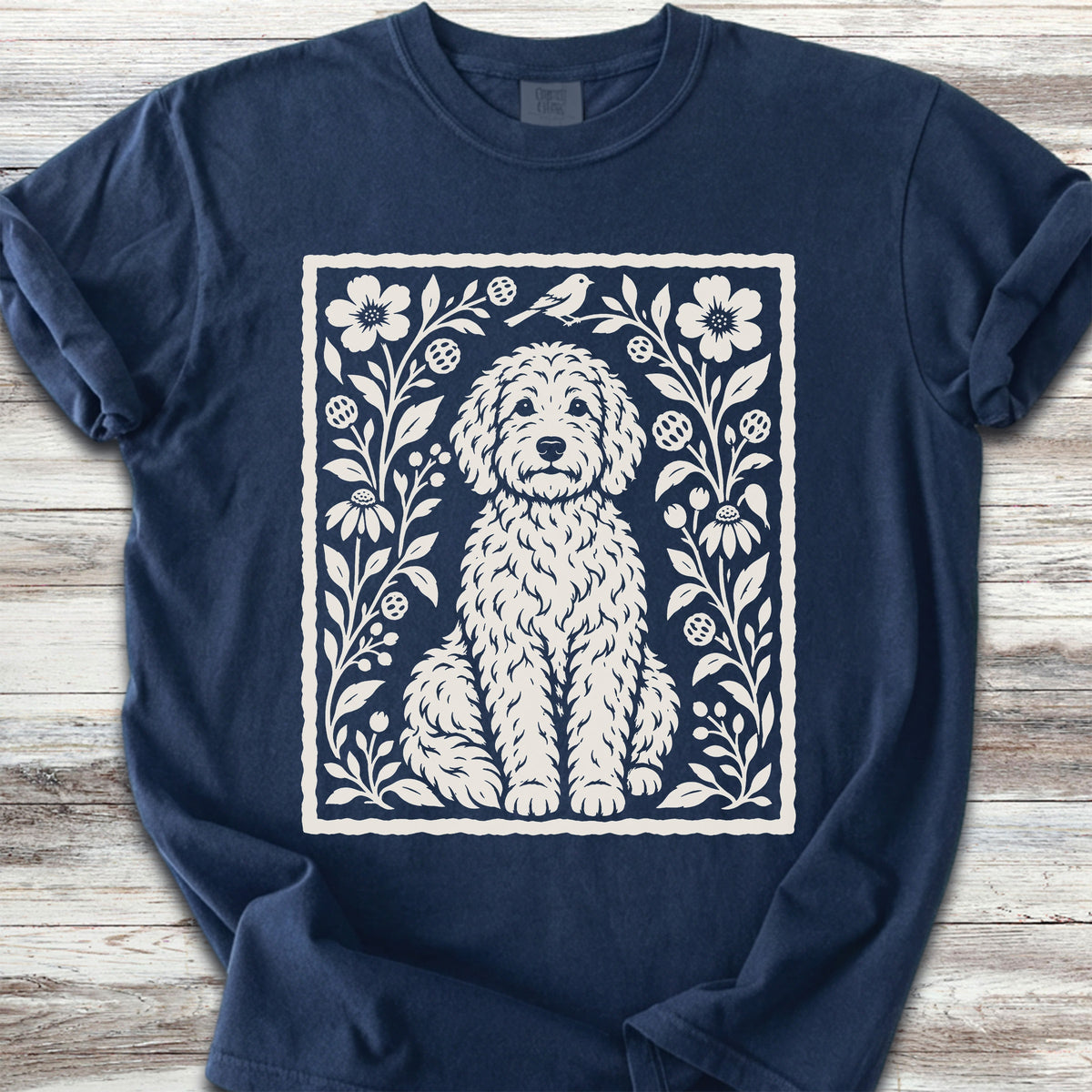 Doodle Folk Art Floral - True Navy
