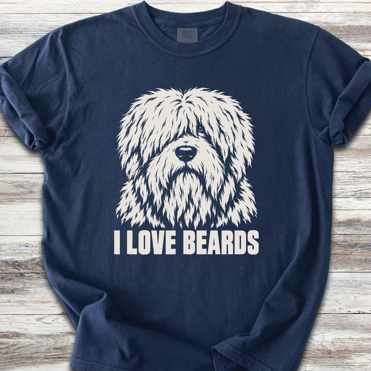 Old English Sheepdog I Love Beards - True Navy
