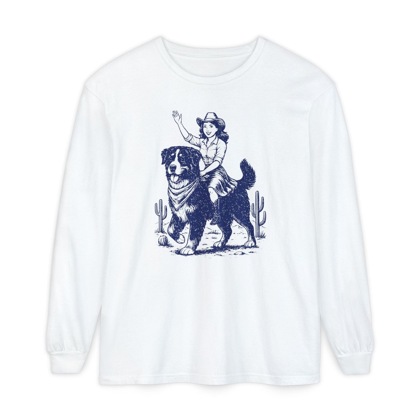 Bernese Mountain Dog Cowgirl Long Sleeve Tee
