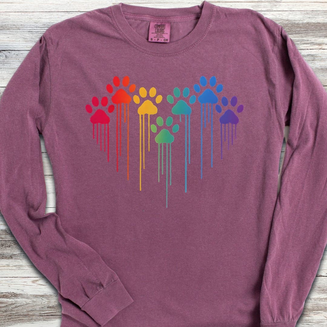 Rainbow Heart Prints Long Sleeve Tee