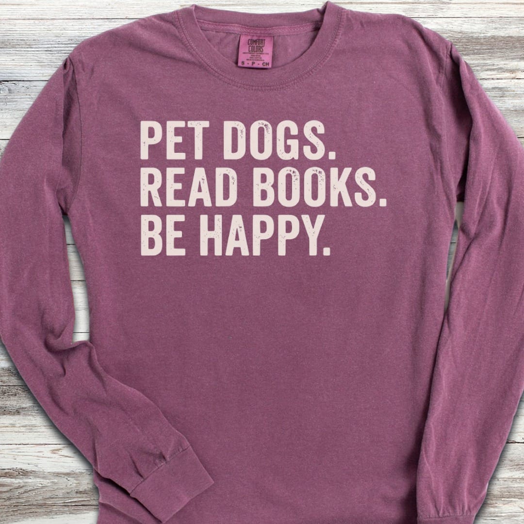 Dogs Books Happy Long Sleeve Tee