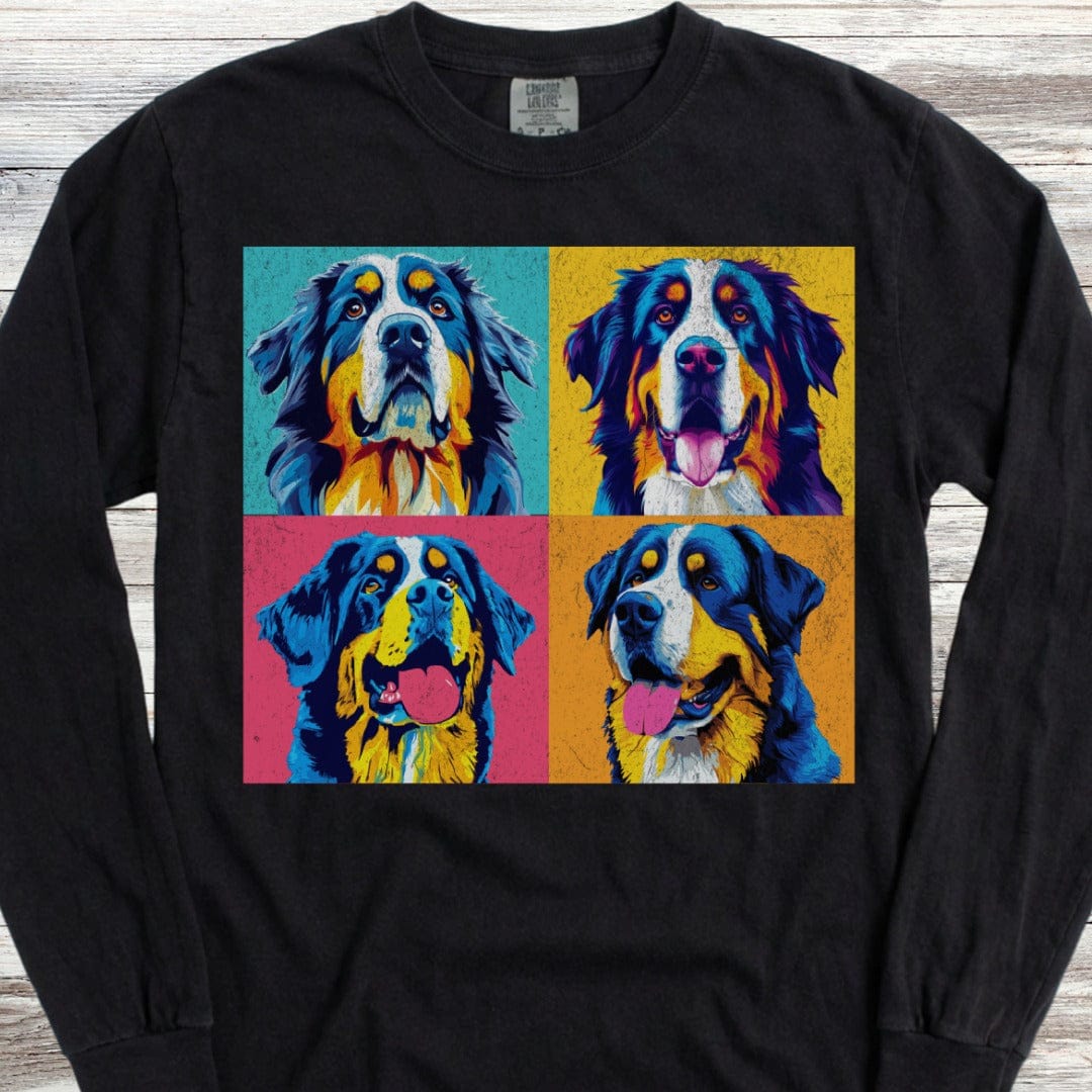 Bernese Mountain Dog Pop Art Long Sleeve Tee