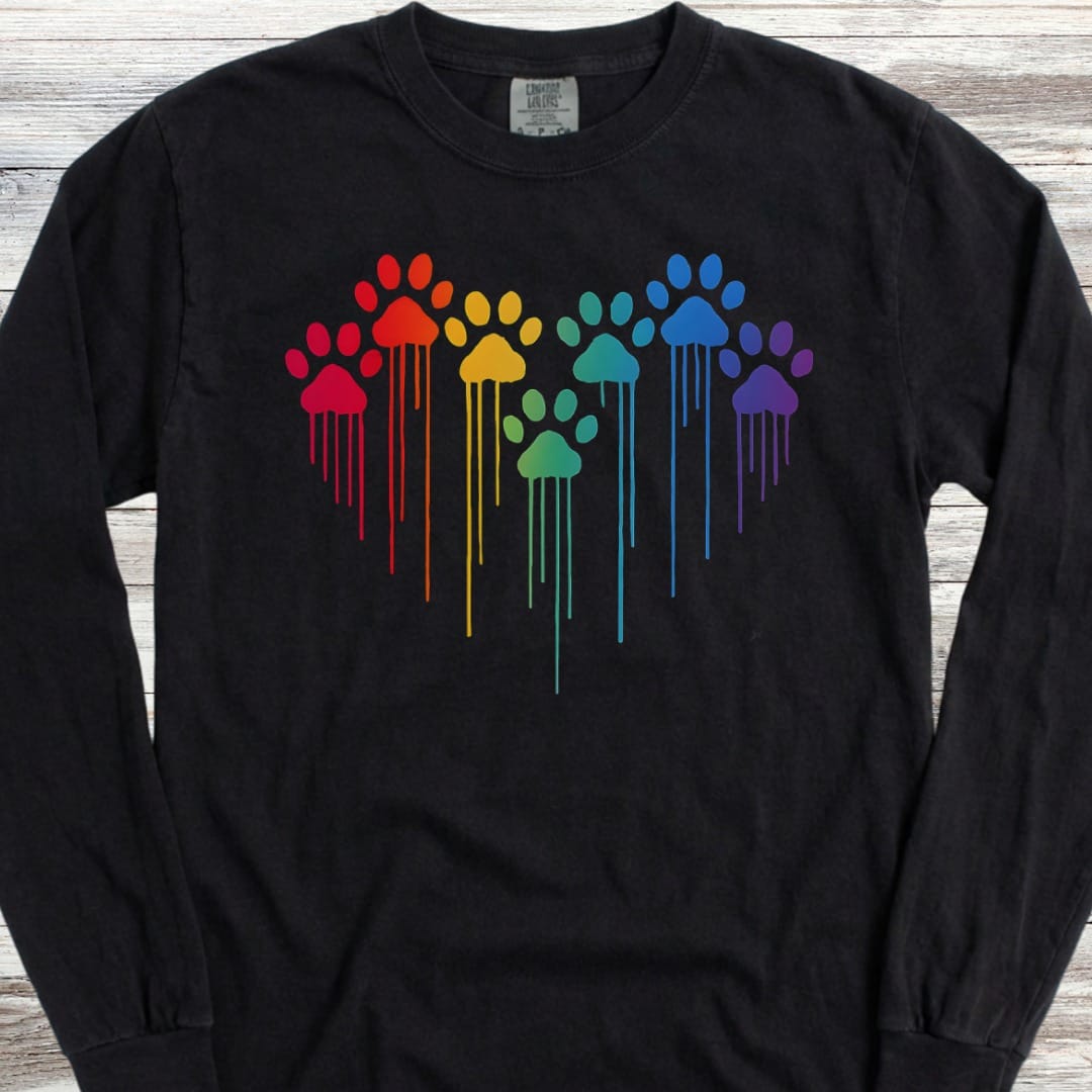 Rainbow Heart Prints Long Sleeve Tee