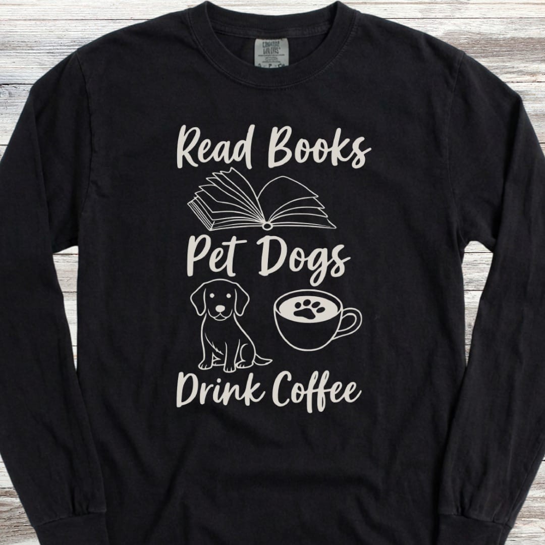 Books Dogs Coffee Long Sleeve Tee