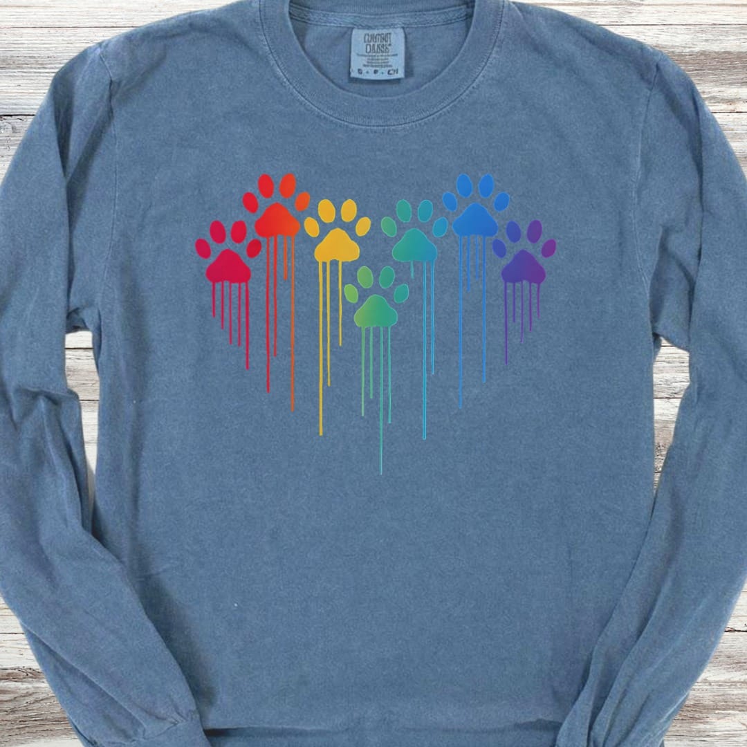 Rainbow Heart Prints Long Sleeve Tee