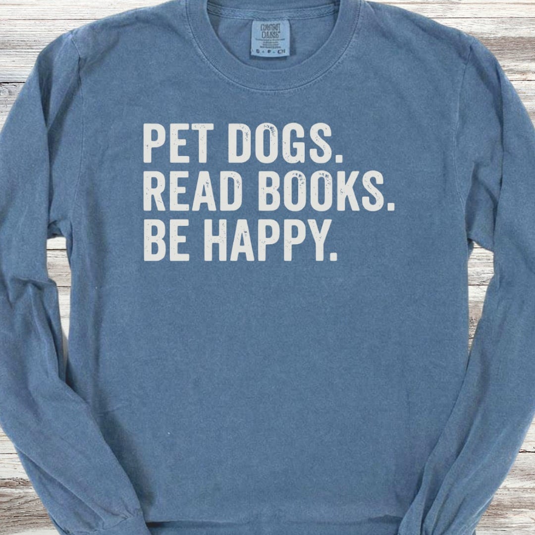 Dogs Books Happy Long Sleeve Tee