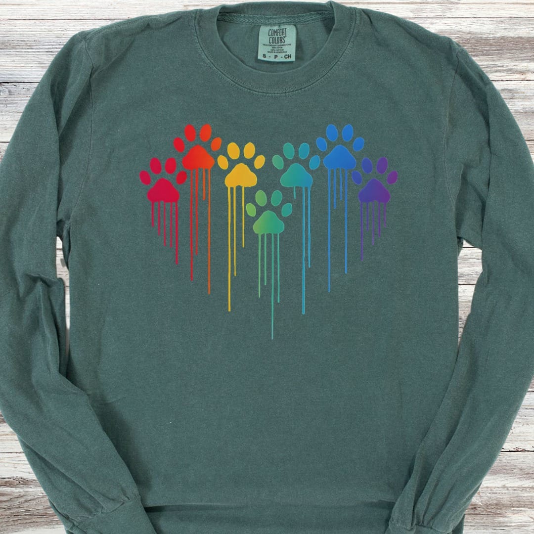 Rainbow Heart Prints Long Sleeve Tee