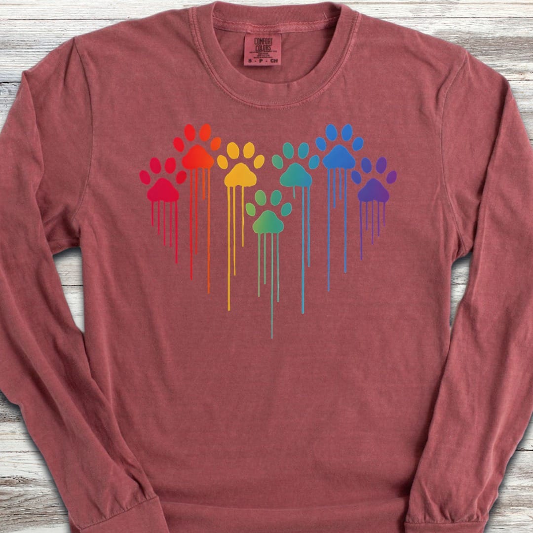Rainbow Heart Prints Long Sleeve Tee