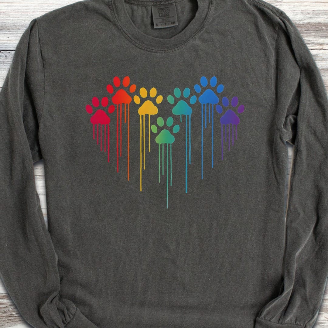 Rainbow Heart Prints Long Sleeve Tee