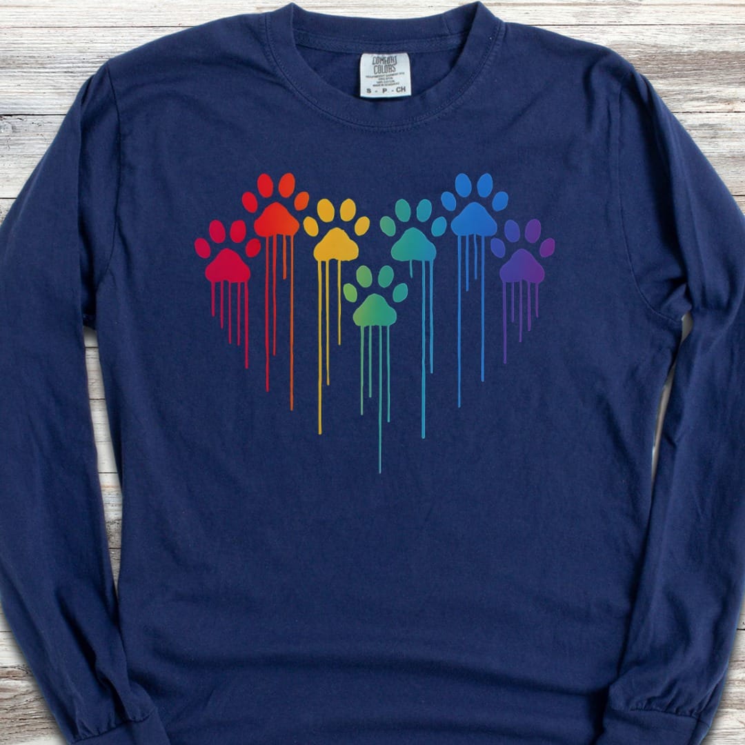 Rainbow Heart Prints Long Sleeve Tee