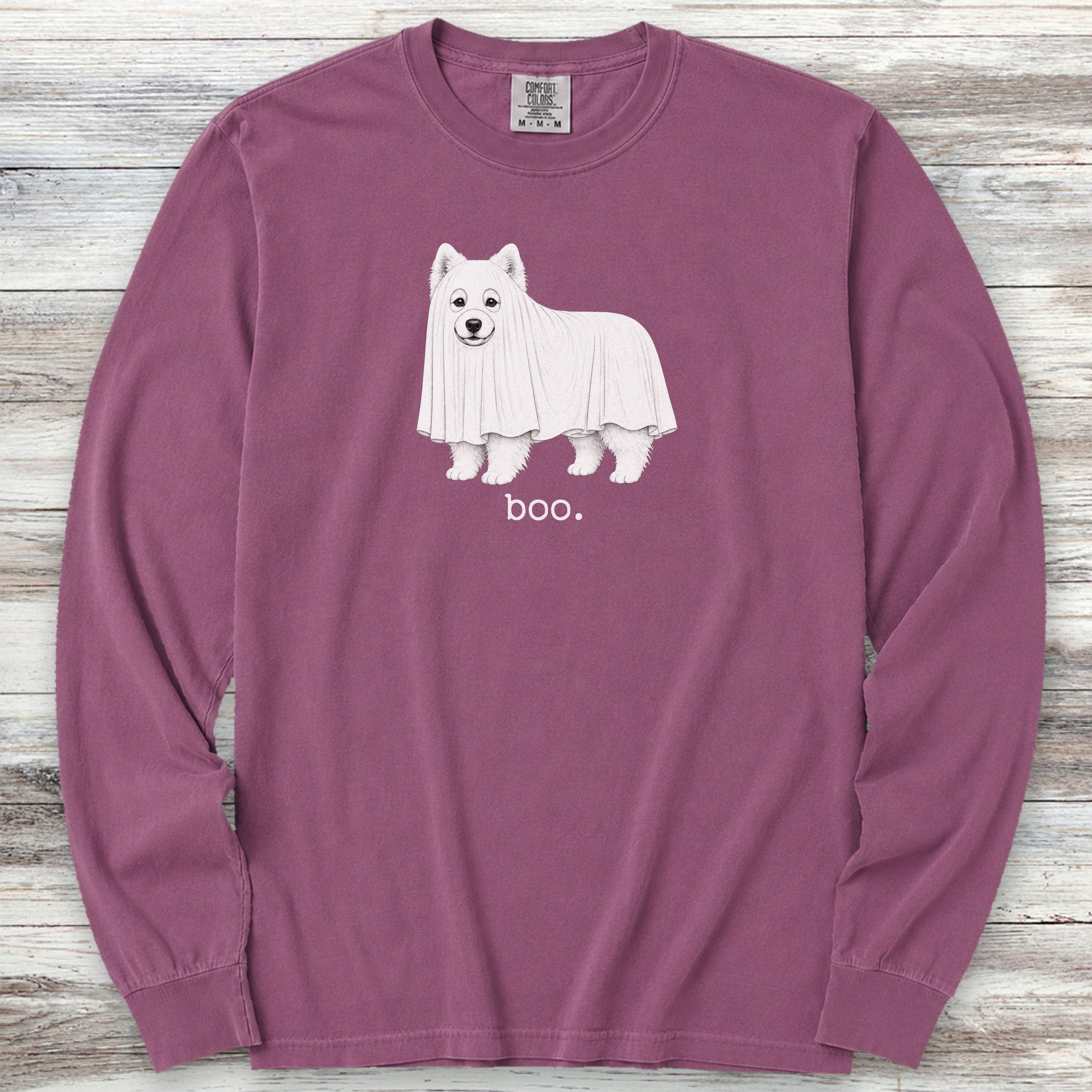 Samoyed Boo Long Sleeve Tee - Berry