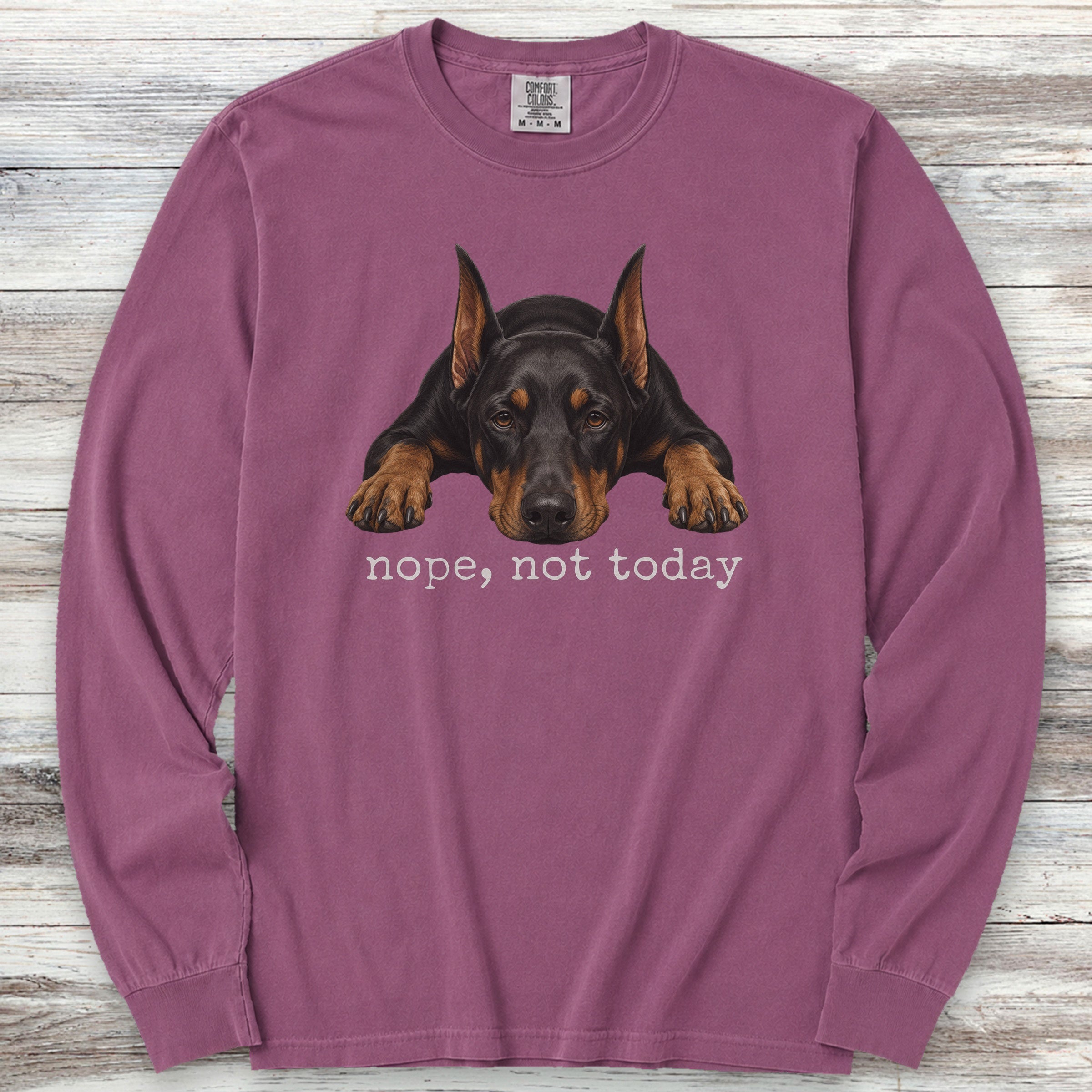 Doberman Nope Long Sleeve Tee - Berry