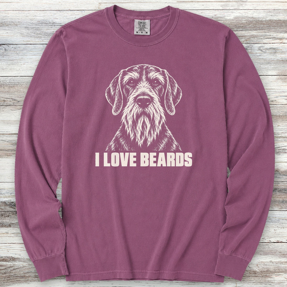 German Wirehaired Pointer I Love Beards Long Sleeve Tee - Berry