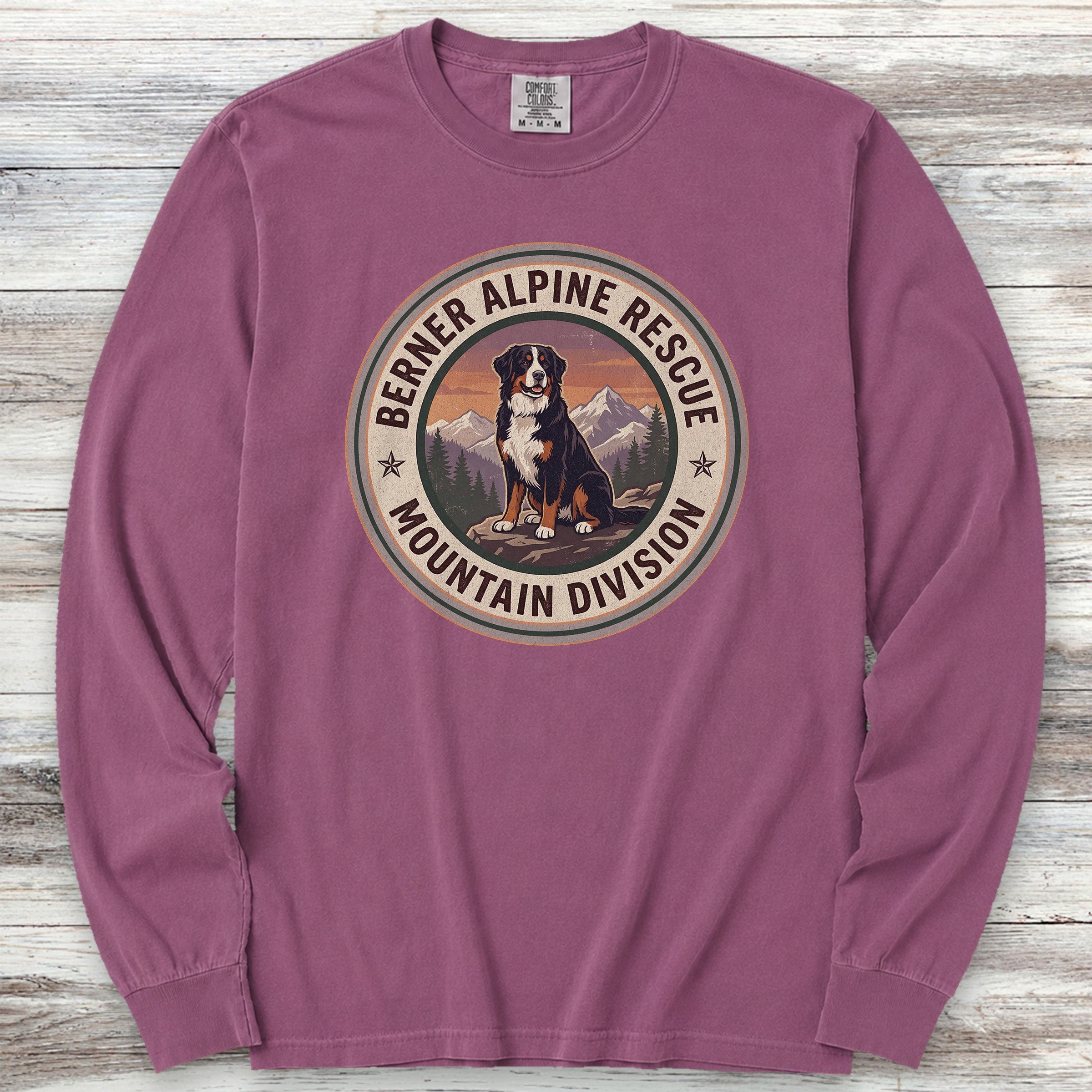 Bernese Mountain Dog Rescue Long Sleeve Tee - Berry