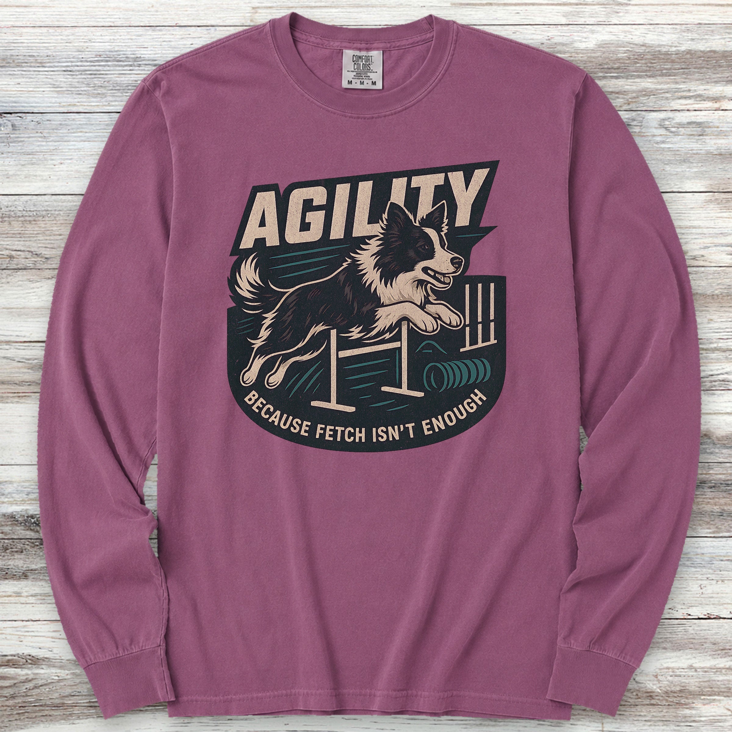 Border Collie Agility Long Sleeve Tee - Berry