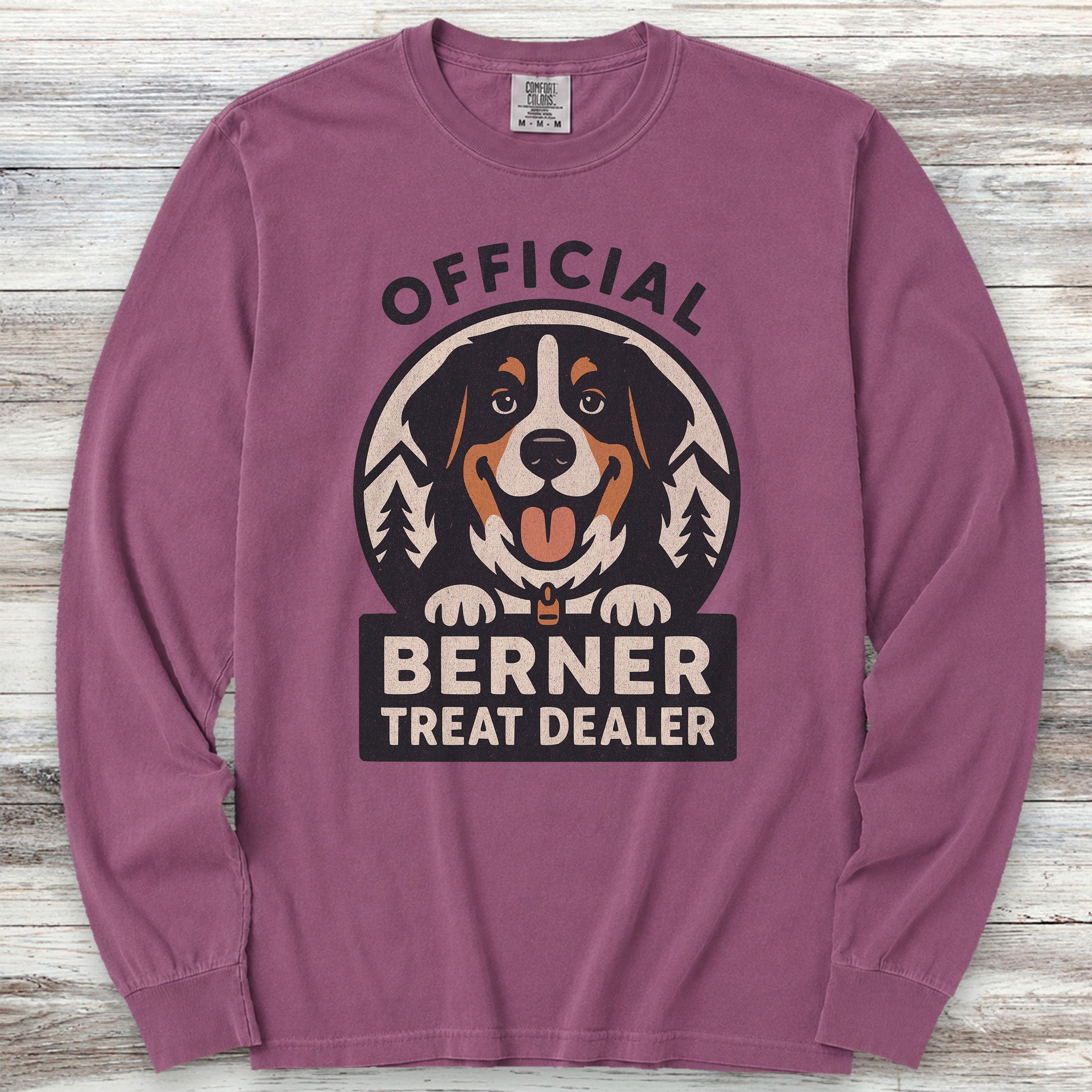 Bernese Mountain Dog Treat Dealer Long Sleeve Tee - Berry