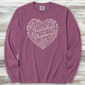 Australian Shepherd Heart Script Long Sleeve Tee - Berry