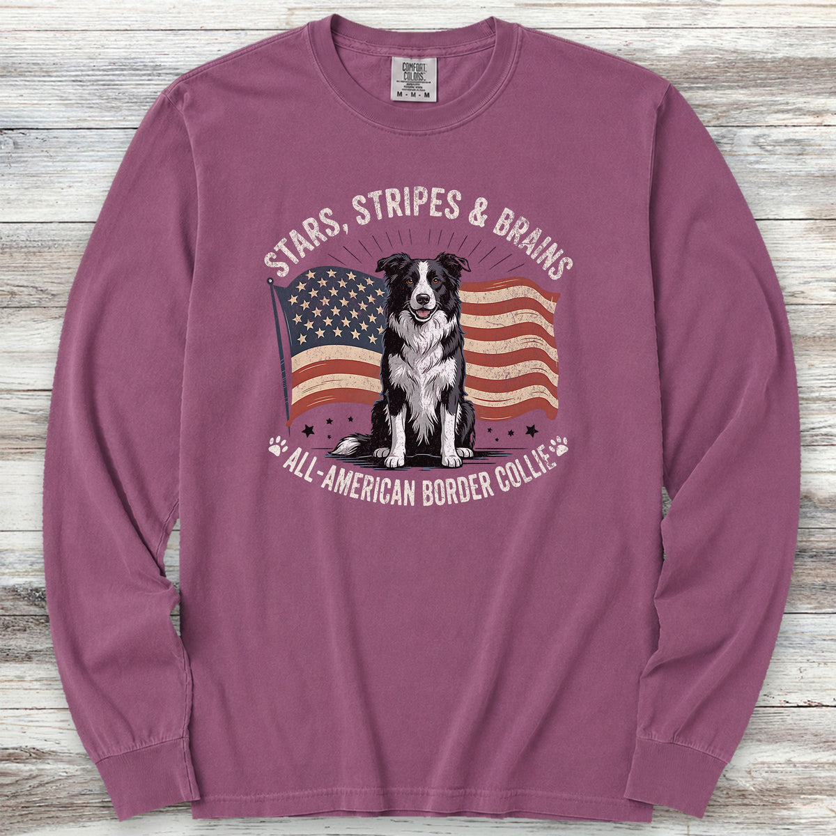 Border Collie All American Long Sleeve Tee - Berry