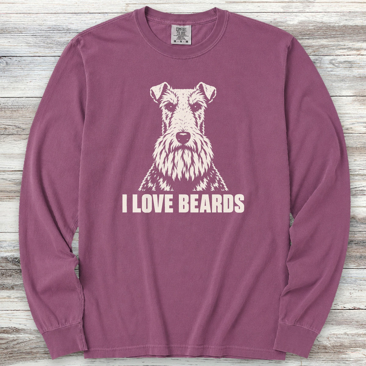 Wire Fox Terrier I Love Beards Long Sleeve Tee - Berry
