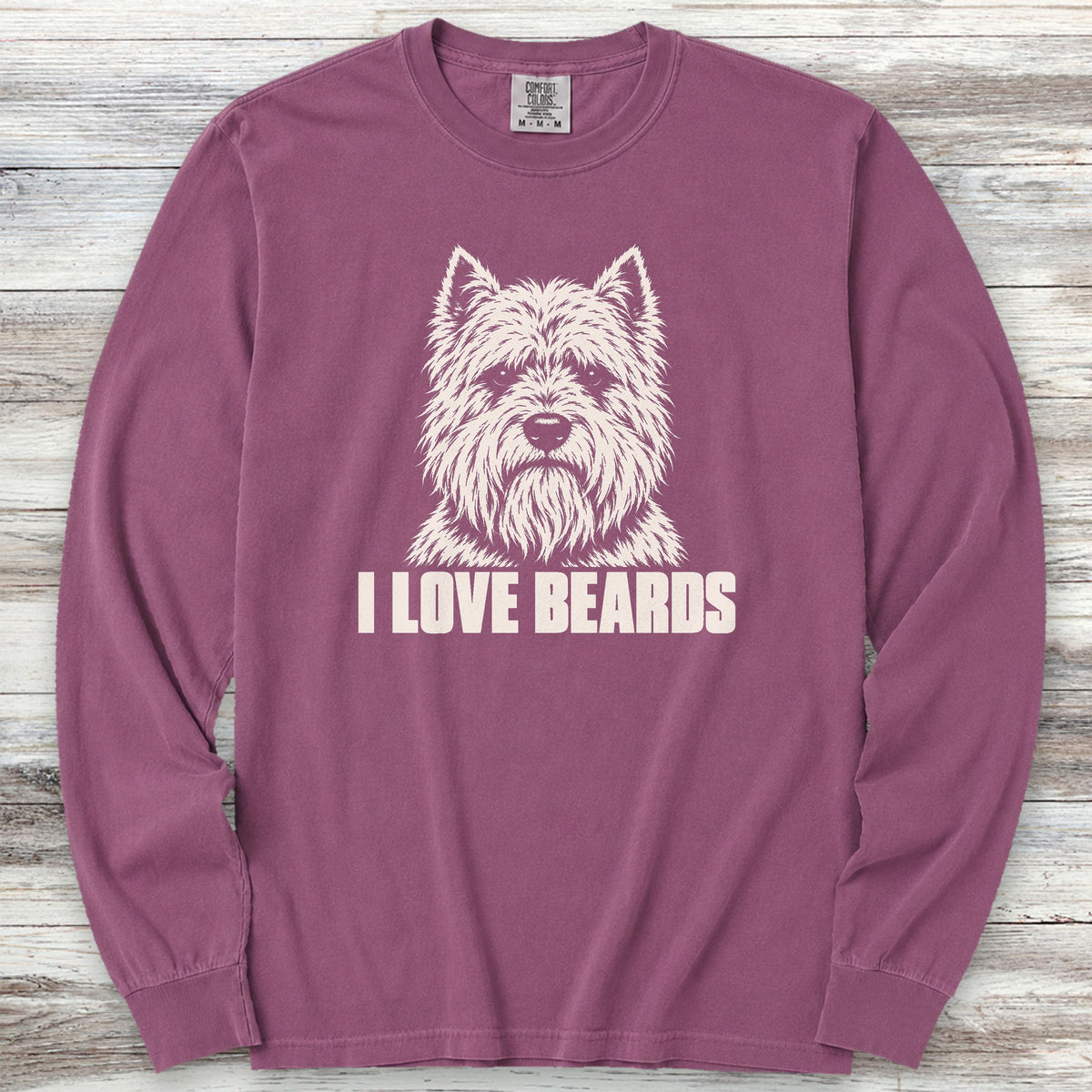 West Highland I Love Beards Long Sleeve Tee - Berry