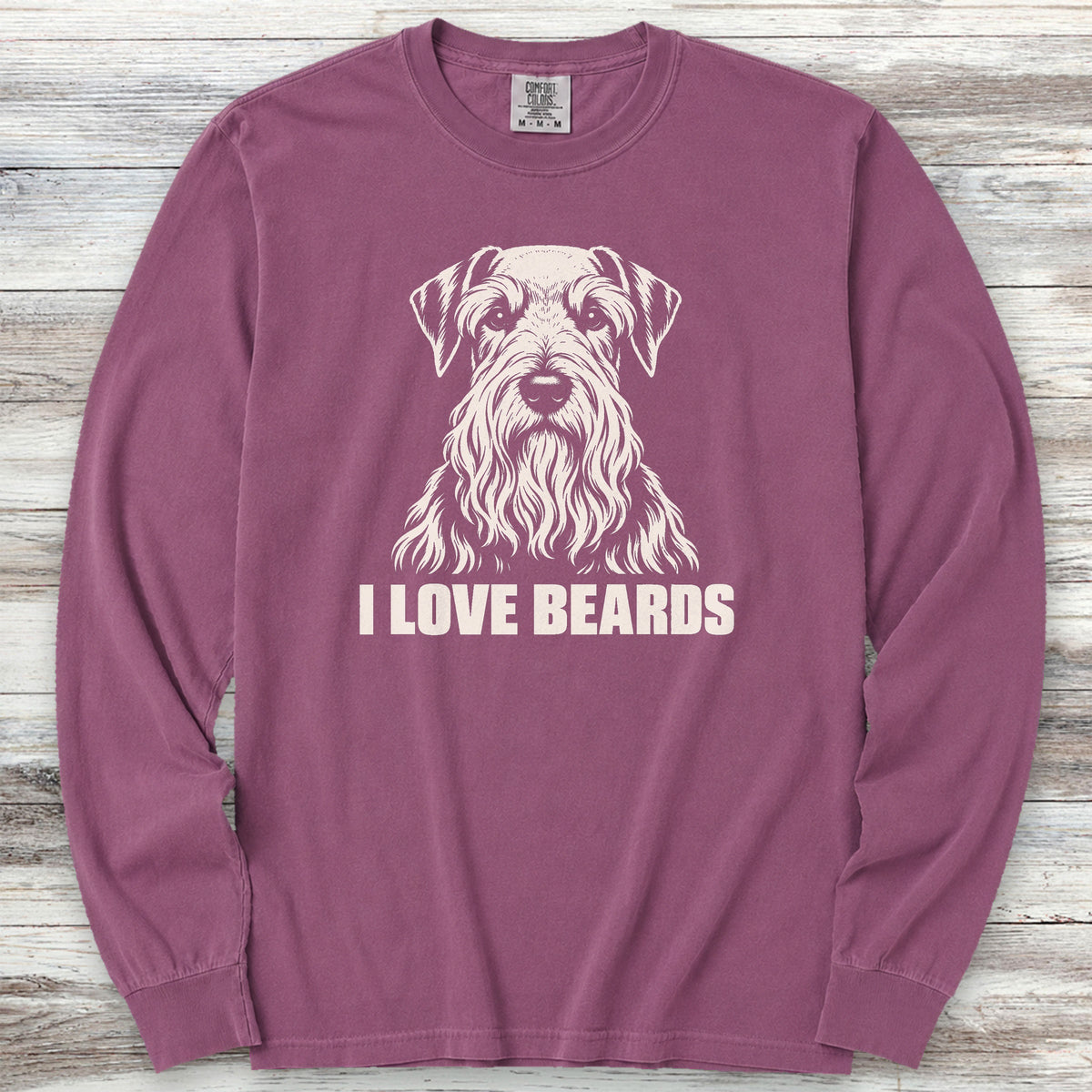 Cesky Terrier I Love Beards Long Sleeve Tee - Berry