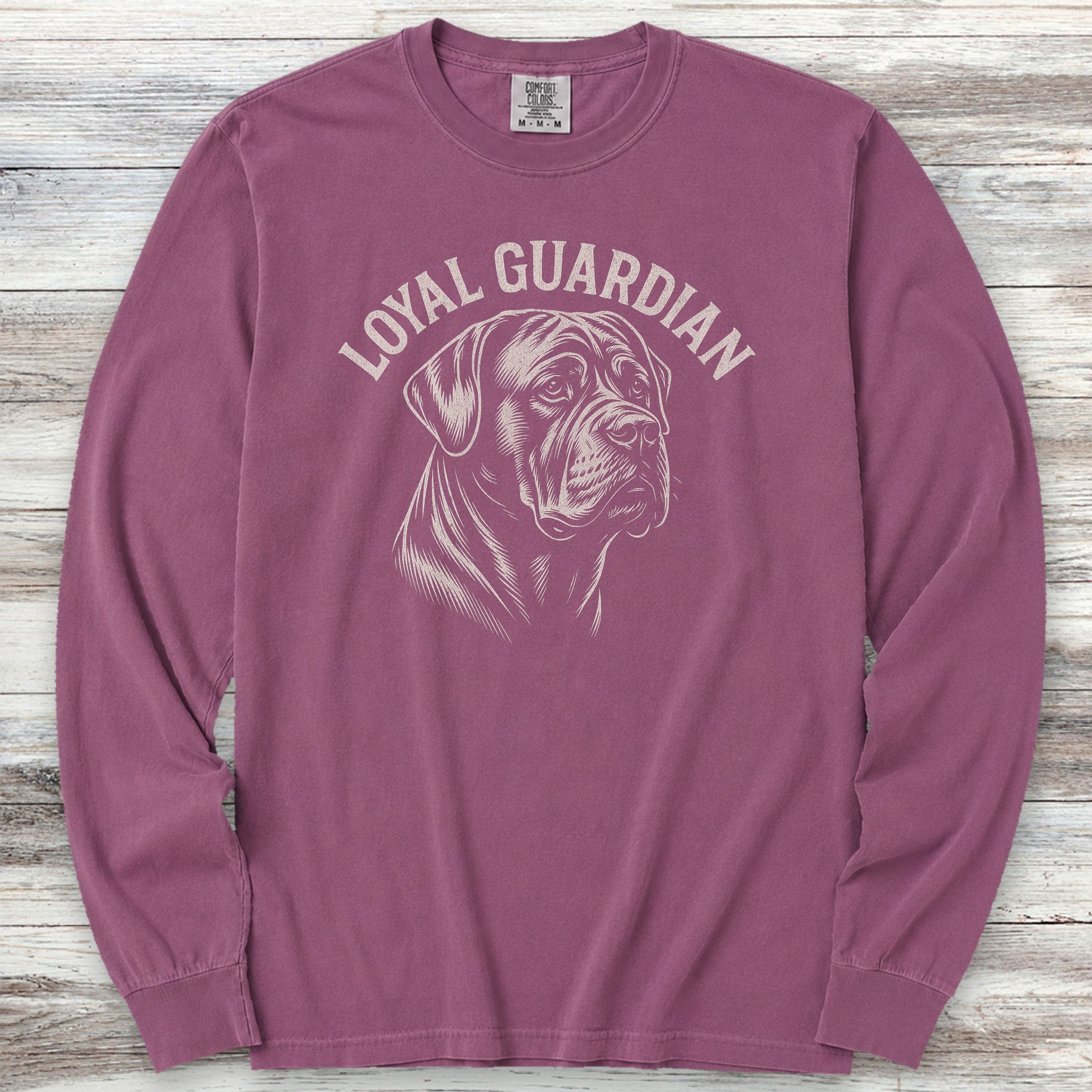 Cane Corso Natural Loyal Guardian Long Sleeve Tee - Berry