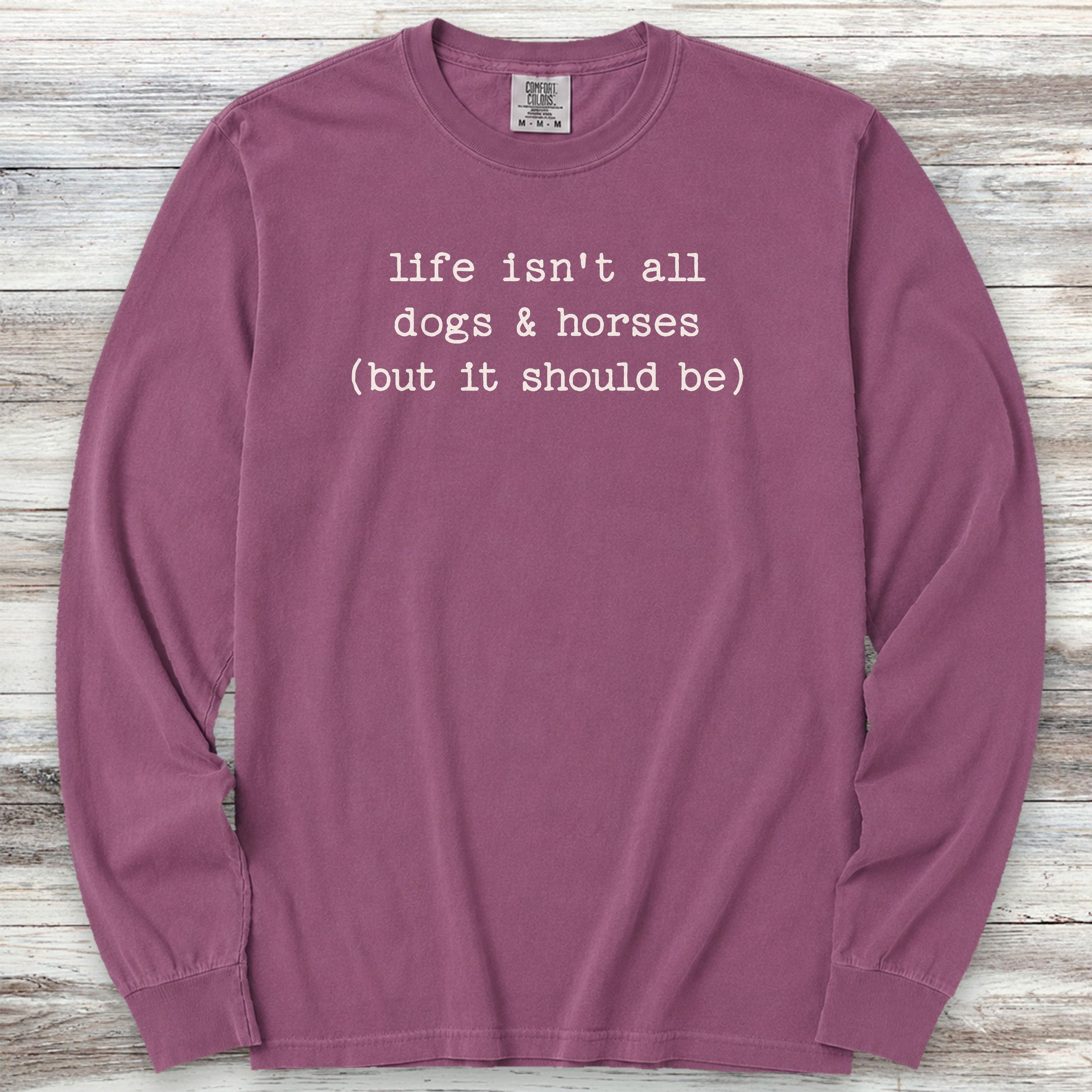 Dogs & Horses Long Sleeve Tee - Berry