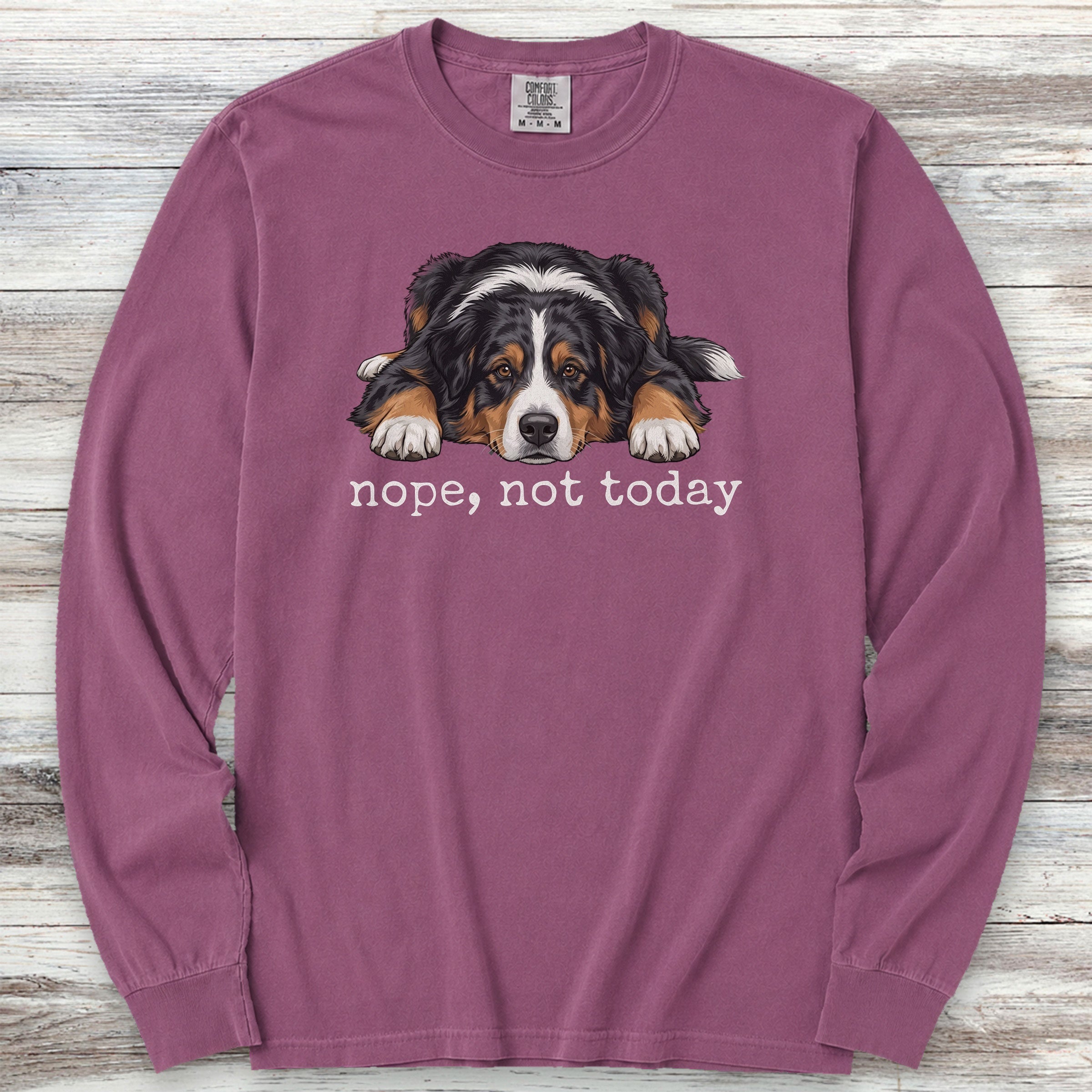 Australian Shepherd Tri Nope Long Sleeve Tee - Berry