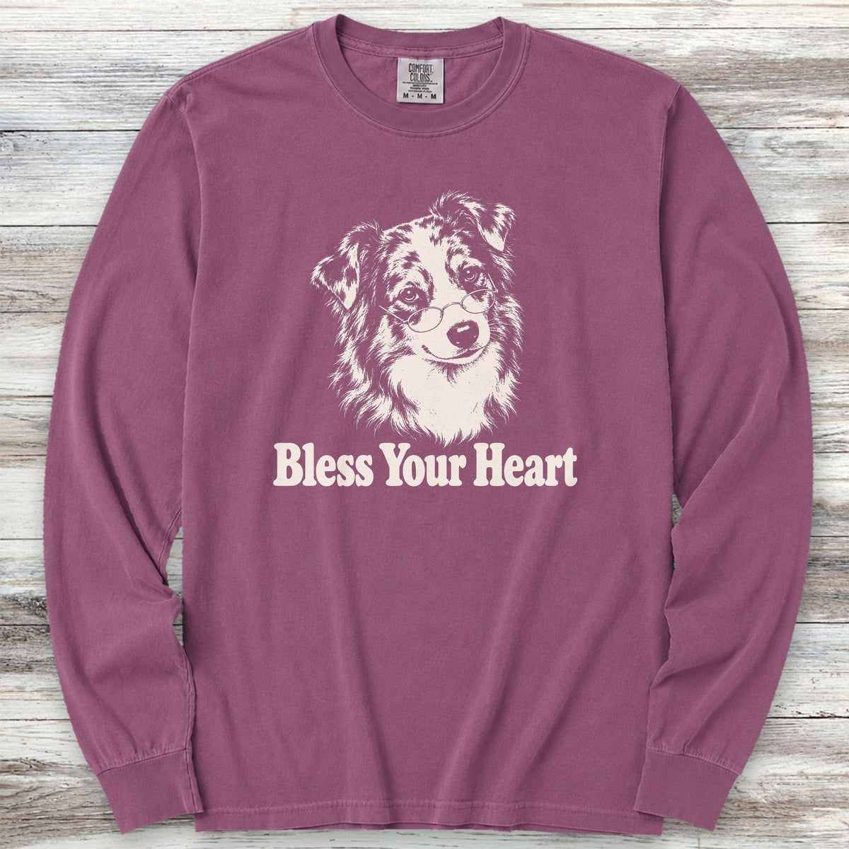 Australian Shepherd Bless Your Heart Long Sleeve Tee - Berry