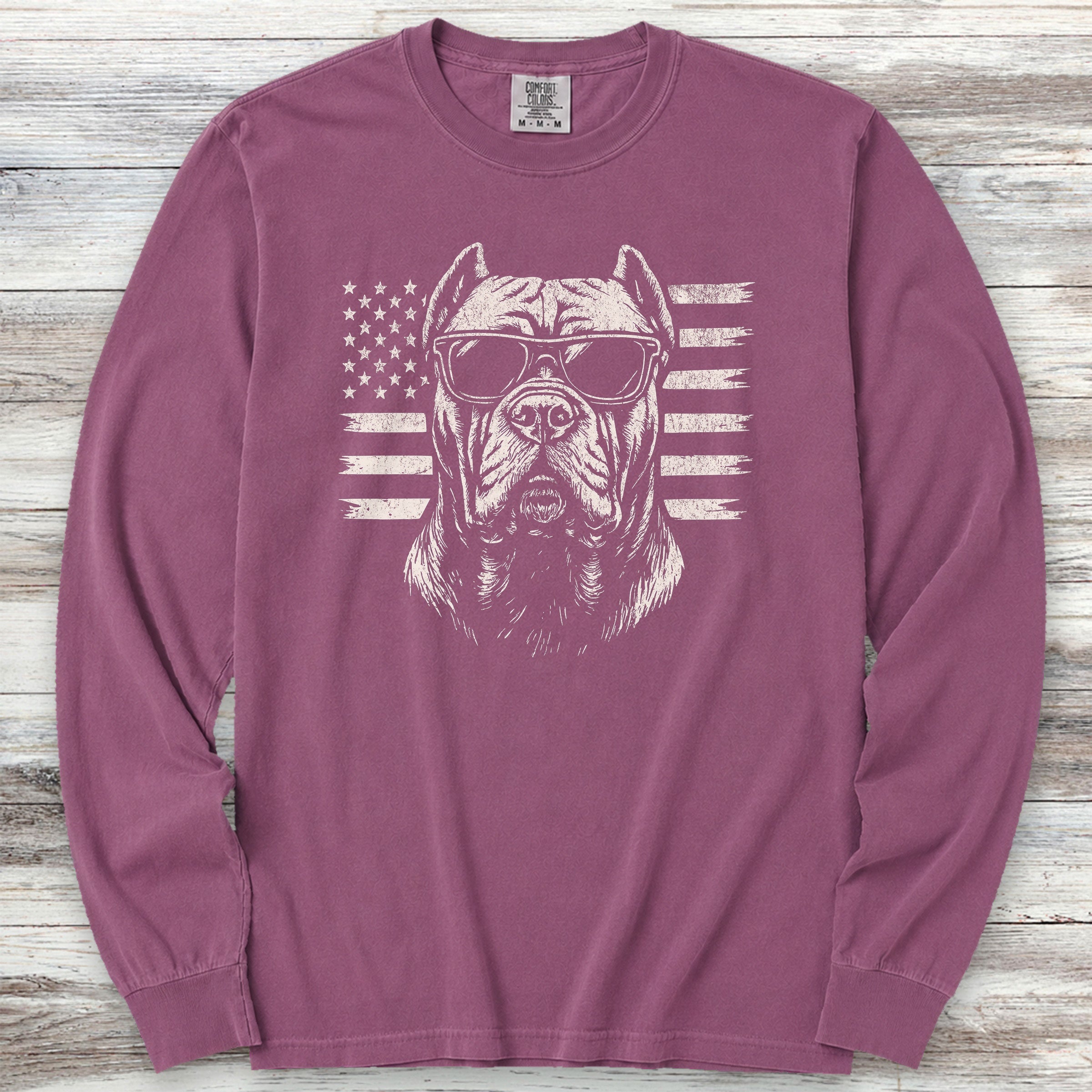 Cane Corso Flag Long Sleeve Tee - Berry