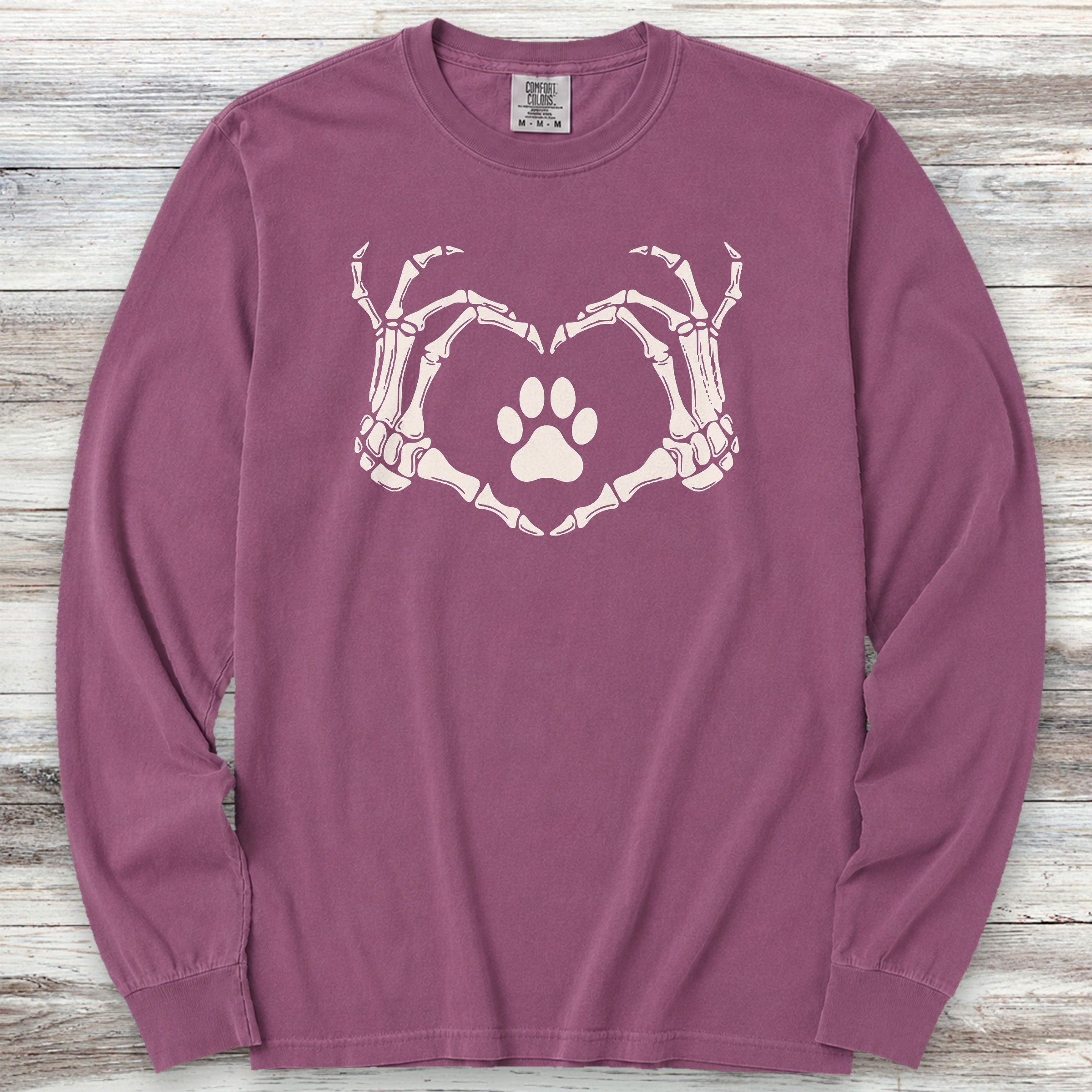 Skeleton Hands Long Sleeve Tee - Berry