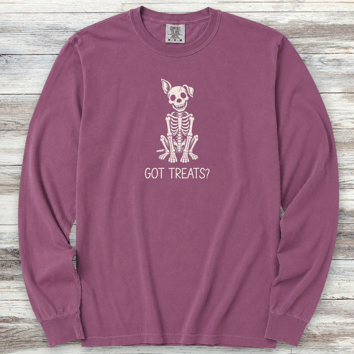 Skelly Dog Got Treats Long Sleeve Tee - Berry