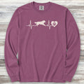 Australian Shepherd Heartbeat Long Sleeve Tee - Berry
