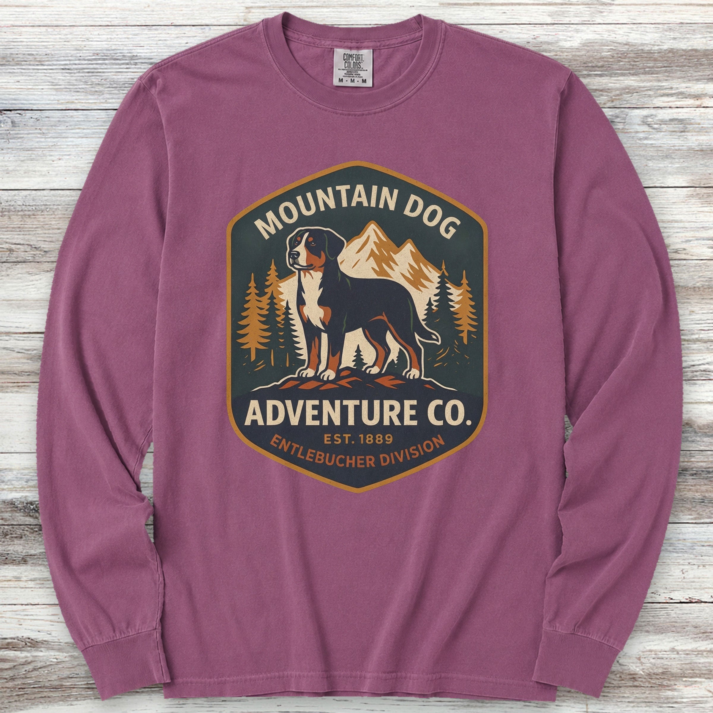 Entlebucher Mountain Dog Adventure Co Long Sleeve Tee - Berry