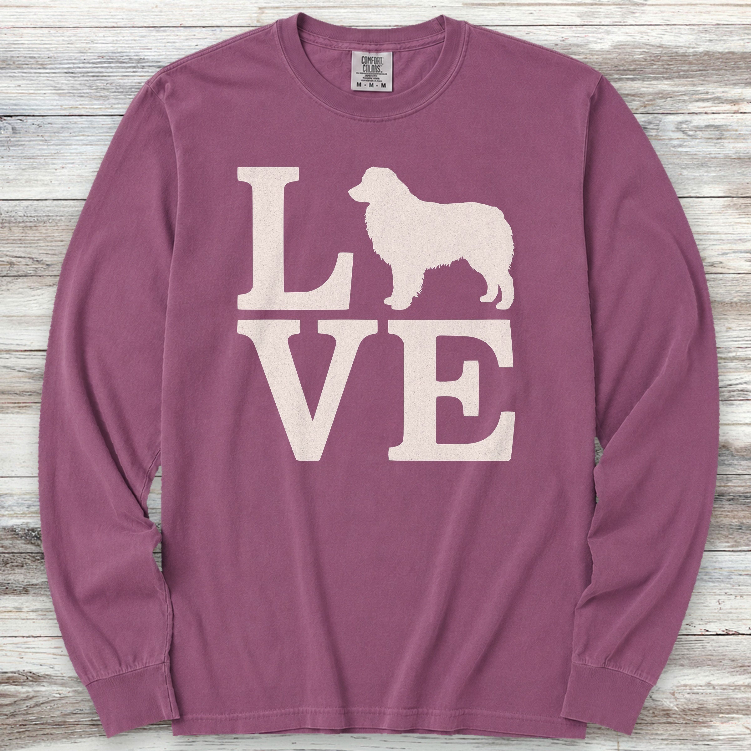 Australian Shepherd Love Long Sleeve Tee - Berry