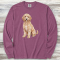 Goldendoodle Watercolor Long Sleeve Tee - Berry