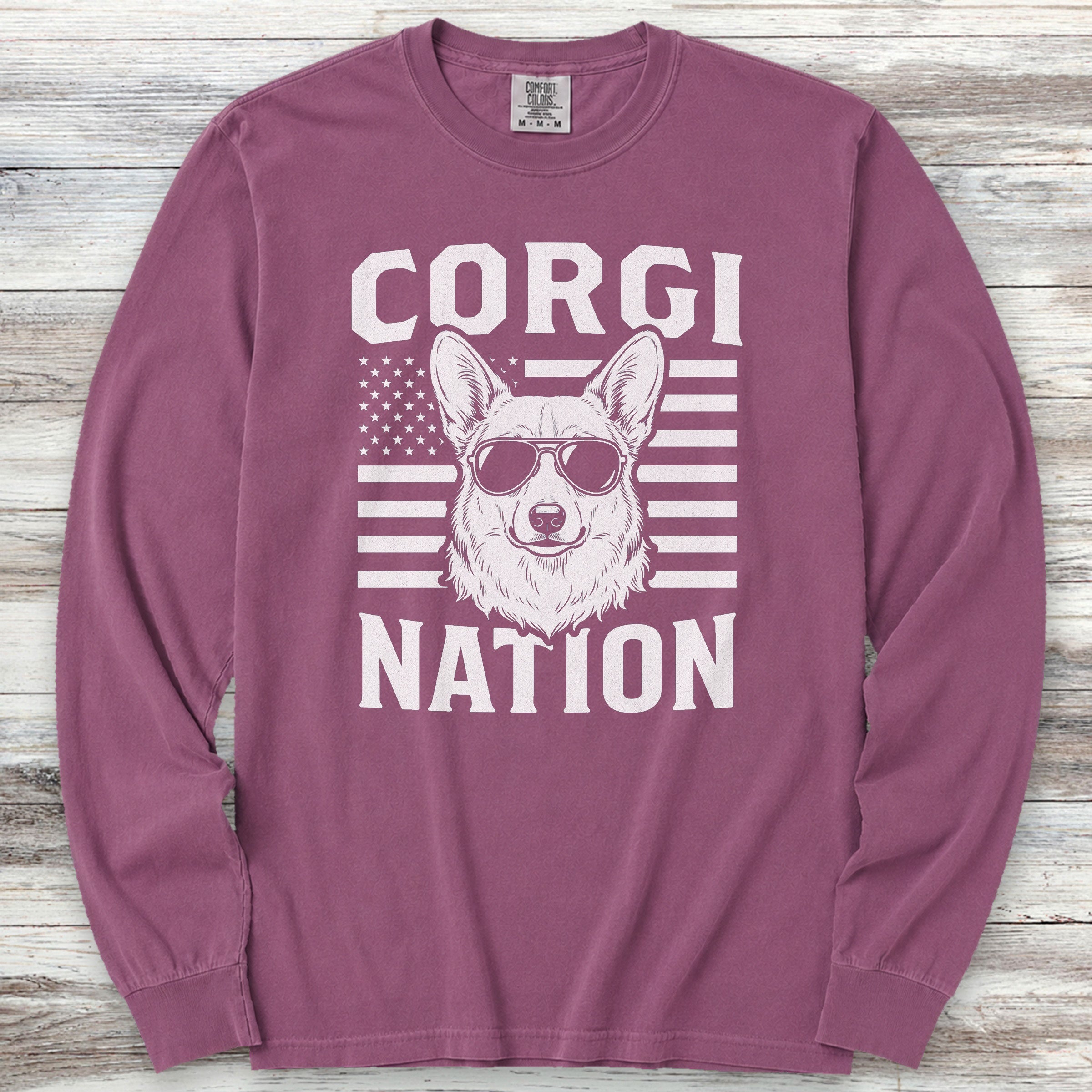 Corgi Nation Long Sleeve Tee - Berry